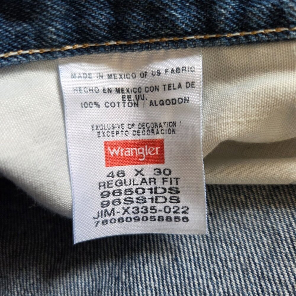 Wrangler Jeans 46x30 Mens Blue Denim Straight Leg Regular Fit Cowboy Workwear - Picture 4 of 10